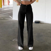 High Waist Slim Jeans Schlaghose